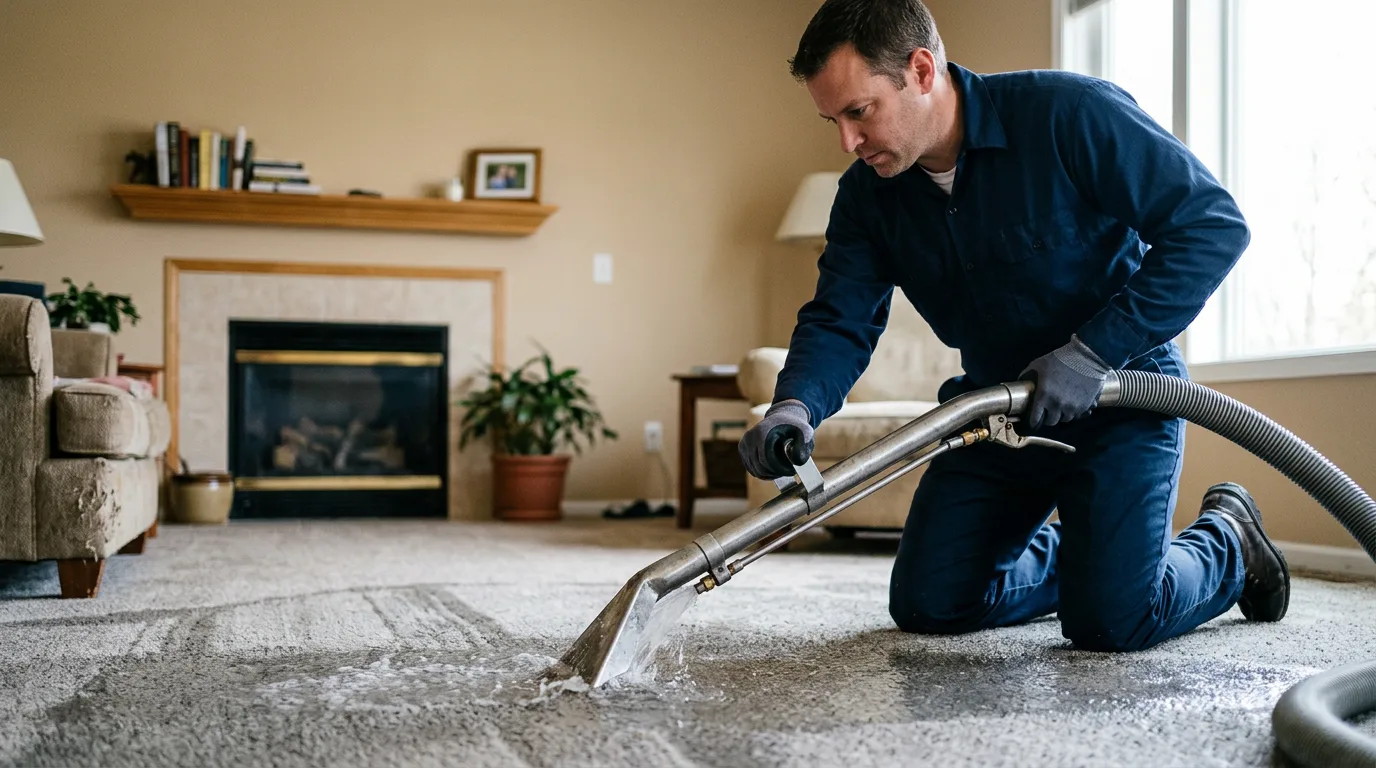 Water damage restoration technician working near Jenkinsburg, GA